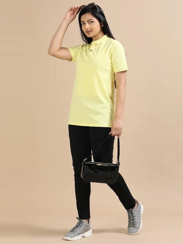 Sunrise_Yellow_Cotton_Solid_Relaxed_Polo_T-Shirt_For_Women