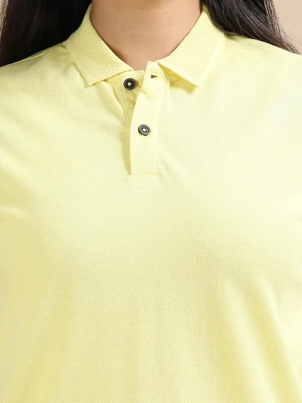 Sunrise_Yellow_Cotton_Solid_Relaxed_Polo_T-Shirt_For_Women