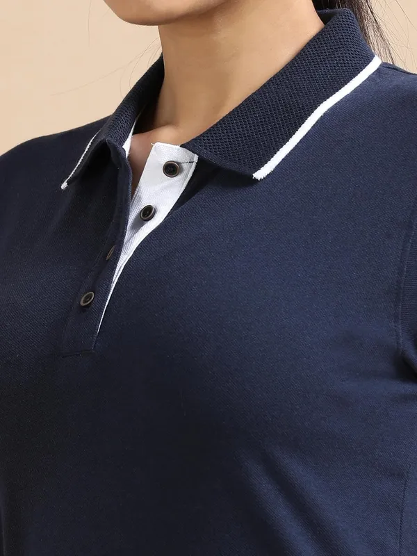 Midnight_Navy_Blue_Cotton_Solid_Relaxed_Polo_T-Shirt_For_Women