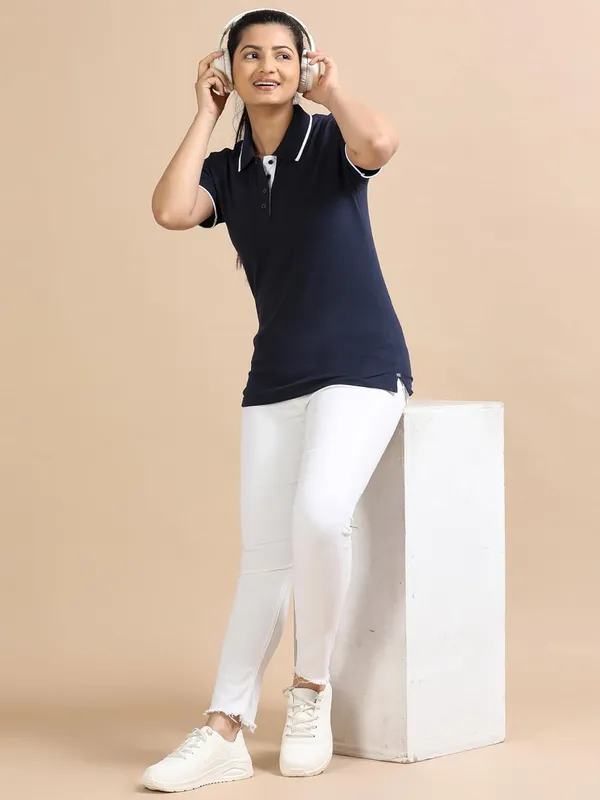 Midnight_Navy_Blue_Cotton_Solid_Relaxed_Polo_T-Shirt_For_Women