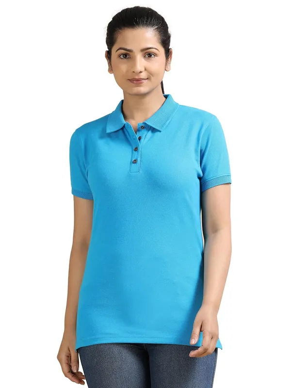 Aqua_Blue_Cotton_Solid_Relaxed_Polo_T-Shirt_For_Women