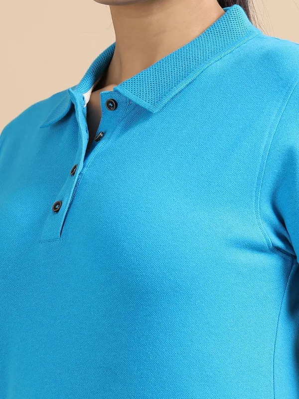 Aqua_Blue_Cotton_Solid_Relaxed_Polo_T-Shirt_For_Women
