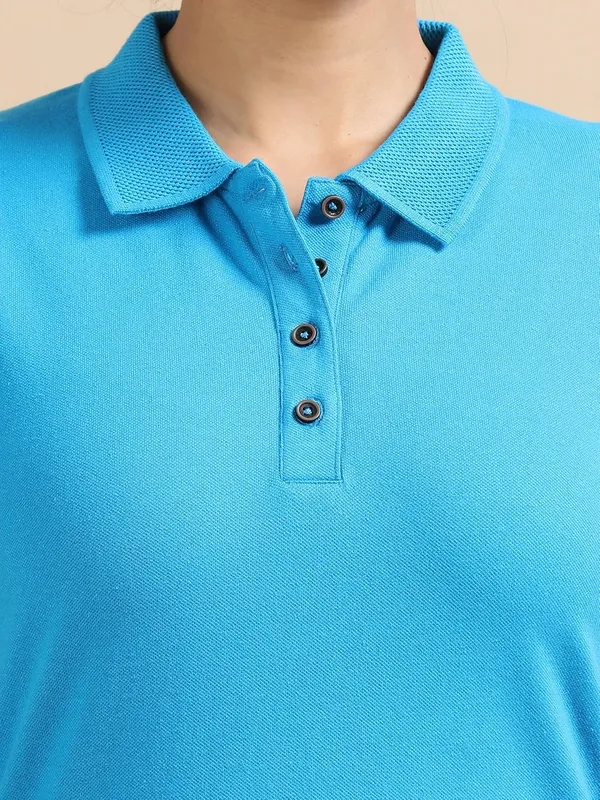 Aqua_Blue_Cotton_Solid_Relaxed_Polo_T-Shirt_For_Women