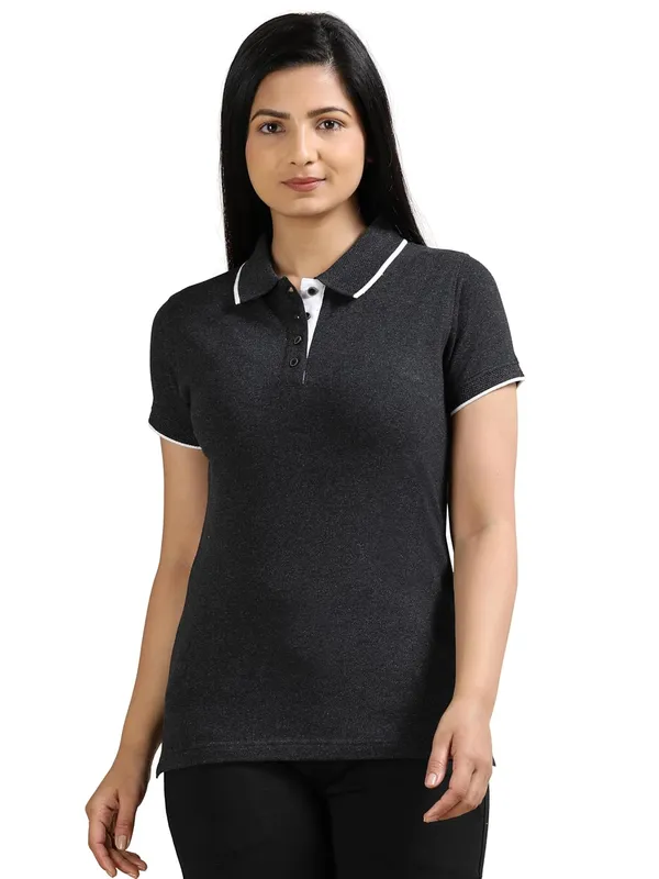 Charcoal_Melange_Cotton_Solid_Relaxed_Polo_T-Shirt_For_Women
