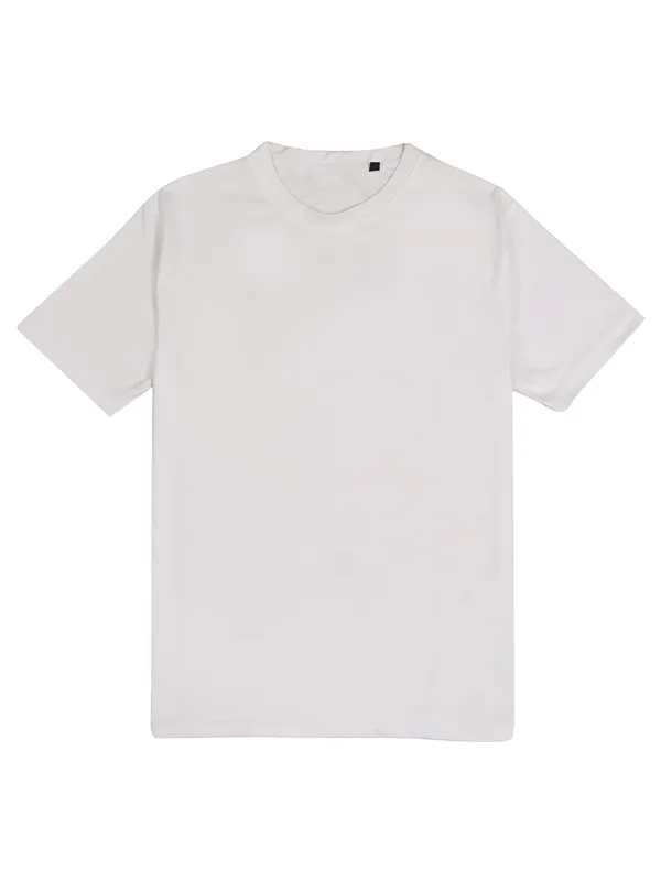 White_Polyester_Solid_Regular_T-Shirt_For_Men