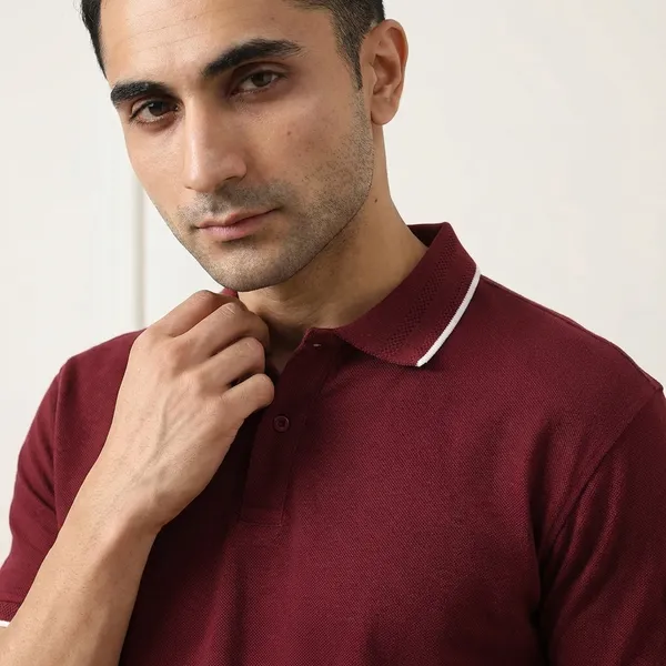 French_Wine_Cotton_Solid_Regular_Polo_T-Shirt_For_Men