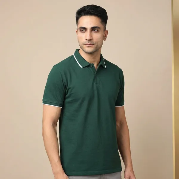 Bottle_Green_Cotton_Solid_Regular_Polo_T-Shirt_For_Men