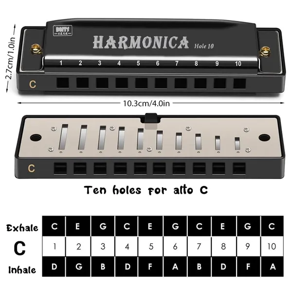 Harmonica_Mouth_Organ_Musical_Instrument,_Titanium_Copper_Core_Mouth_Organ_Gift_for_Kids,_C_Key_10_Holes_20_Tones_Blues_vintage_Harmonica_for_Beginners_Kids_Gifts_