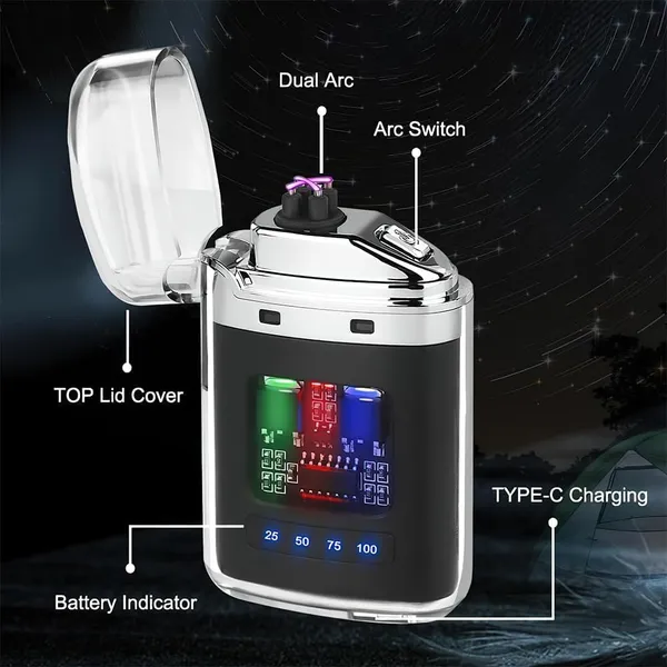 Stylish_Transparent_Electrical_Lighter,_Dual_Arc,_USB_Rechargeable_Cigarette_Plasma_Lighter_-_Ideal_for_Camping_&_Smoking,_Unique_Windproof_Pocket-Sized,_Cool_and_Fancy_Design