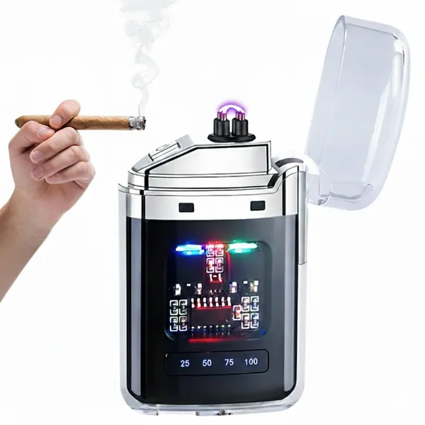 Stylish_Transparent_Electrical_Lighter,_Dual_Arc,_USB_Rechargeable_Cigarette_Plasma_Lighter_-_Ideal_for_Camping_&_Smoking,_Unique_Windproof_Pocket-Sized,_Cool_and_Fancy_Design