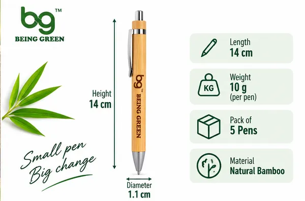 Being_Green_Natural_Bamboo_Pens_Pack_Of_5