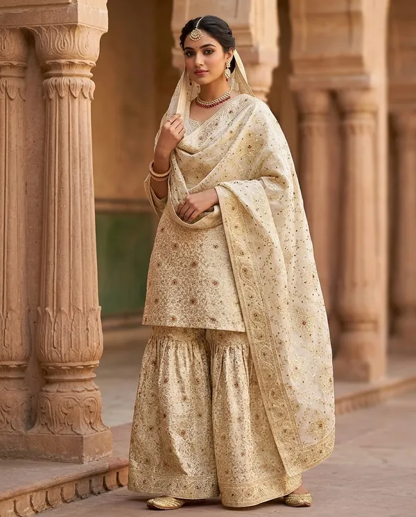 Ivory_Stone_Work_Kimkhab_Banarasi_Gharara