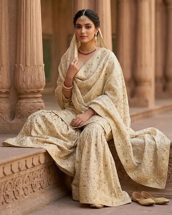 Ivory_Stone_Work_Kimkhab_Banarasi_Gharara