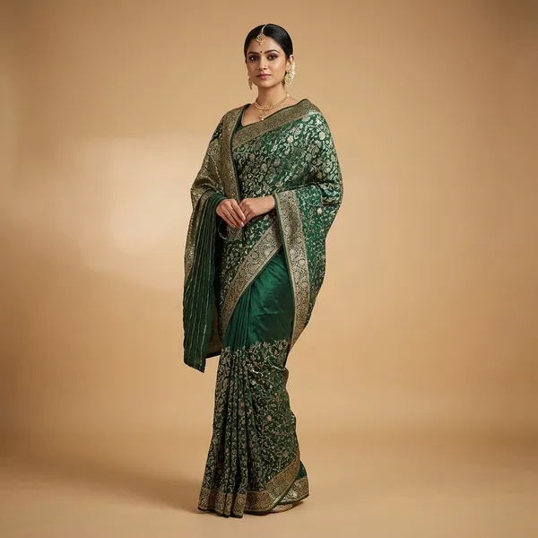 Bottle_Green_Stone_Work_Kimkhab_Banarasi_Gharara