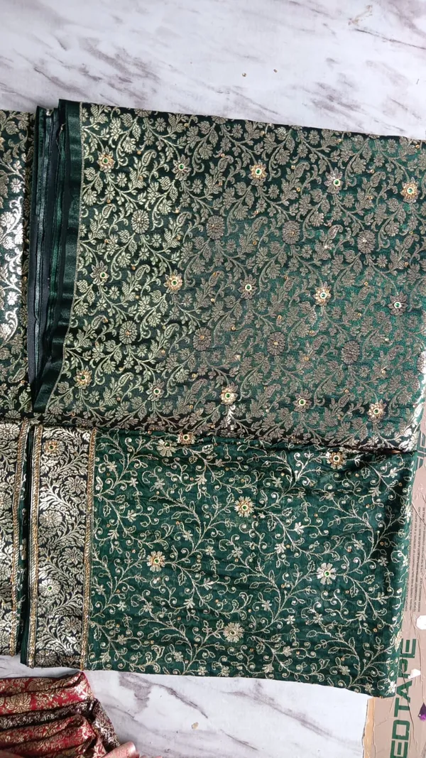 Bottle_Green_Stone_Work_Kimkhab_Banarasi_Gharara