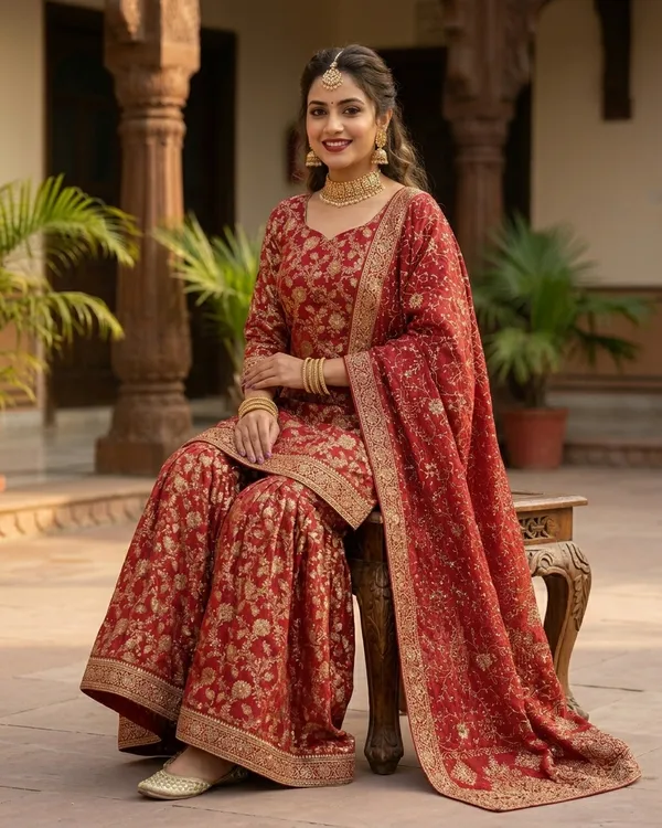 Red_Stone_Work_Kimkhab_Banarasi_Gharara