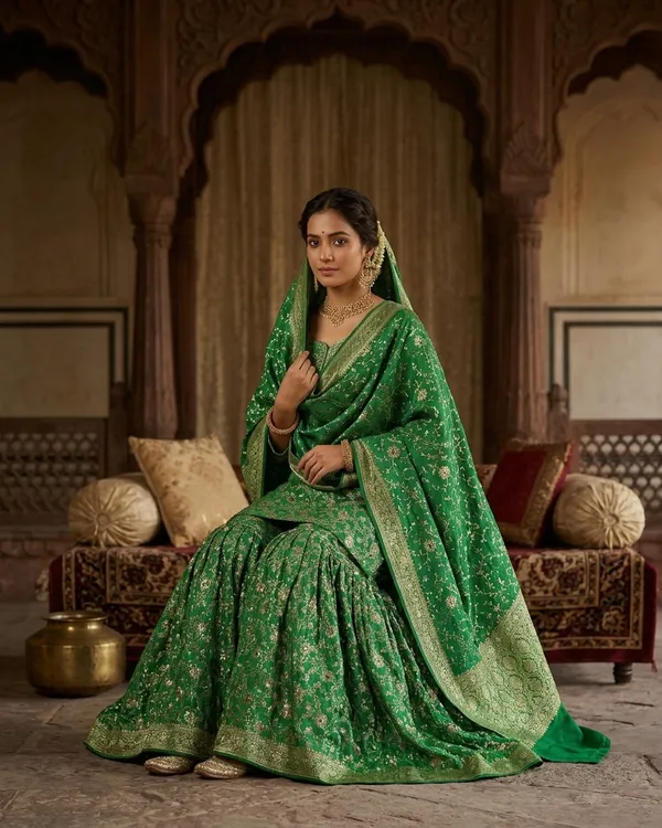 Emerald_Green_Stone_Work_Kimkhab_Banarasi_Gharara