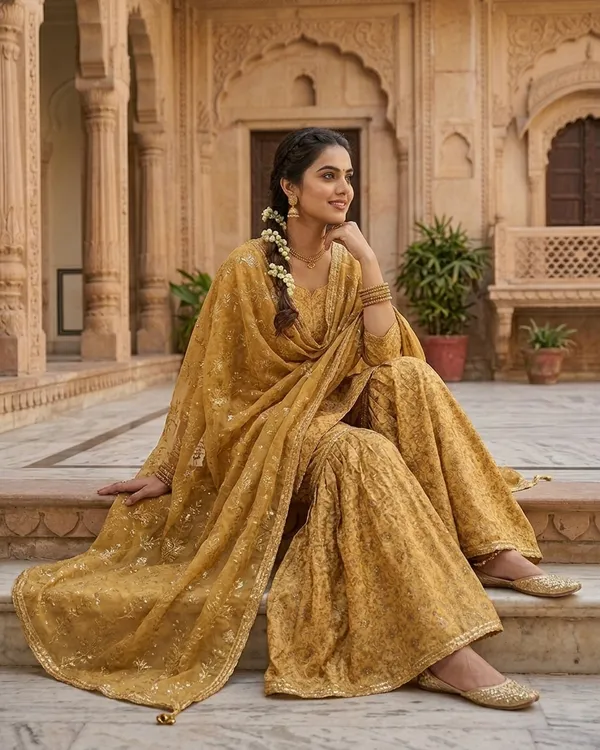Mustard_Yellow_Stone_Work_Kimkhab_Banarasi_Gharara
