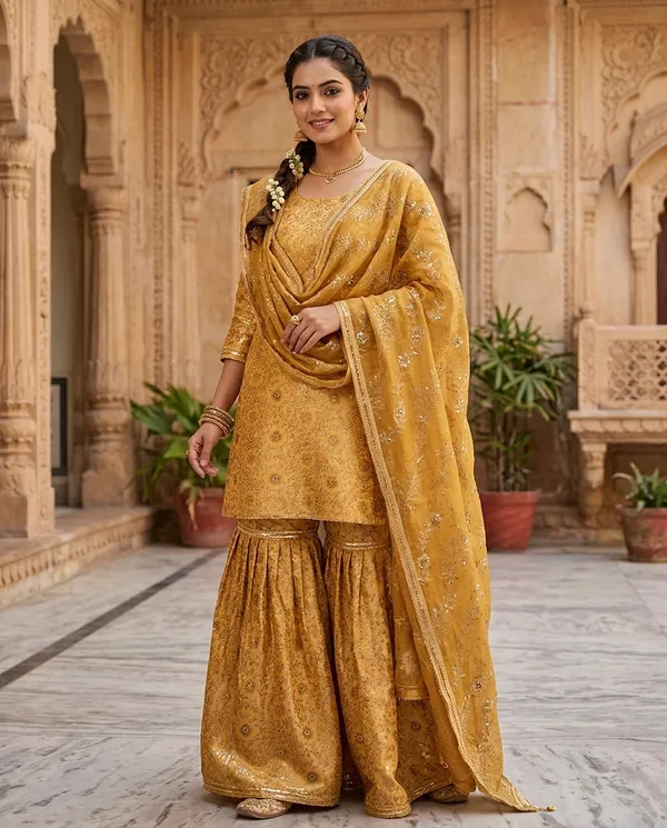 Mustard_Yellow_Stone_Work_Kimkhab_Banarasi_Gharara