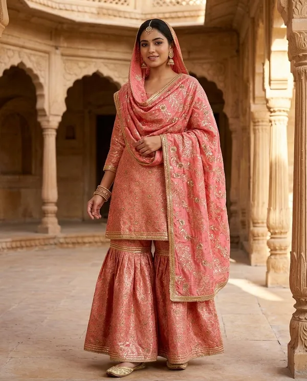 Rose_Pink_Stone_Work_Kimkhab_Banarasi_Gharara