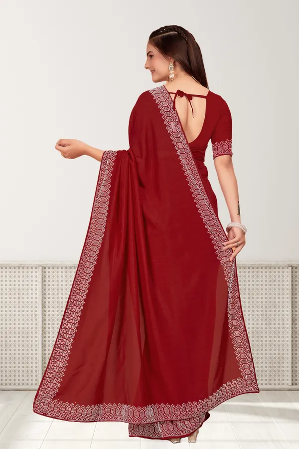 Maroon_Georgette_Premium_Embroidered_Saree_With_Matching_Blouse_For_Women