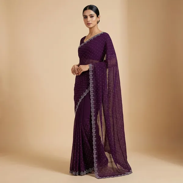 Purple_Georgette_Premium_Embroidered_Saree_With_Matching_Blouse_For_Women