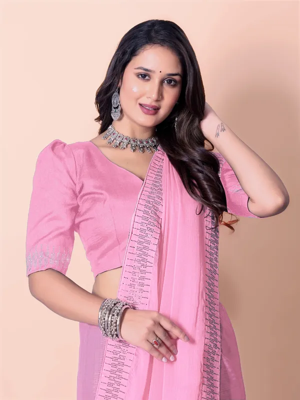 Pink_Georgette_Premium_Embroidered_Saree_With_Matching_Blouse_For_Women