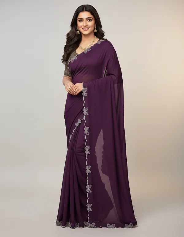 Purple_Georgette_Premium_Embroidered_Saree_With_Matching_Blouse_For_Women