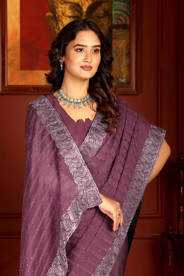 Purple_Georgette_Premium_Embroidered_Saree_With_Matching_Blouse_For_Women