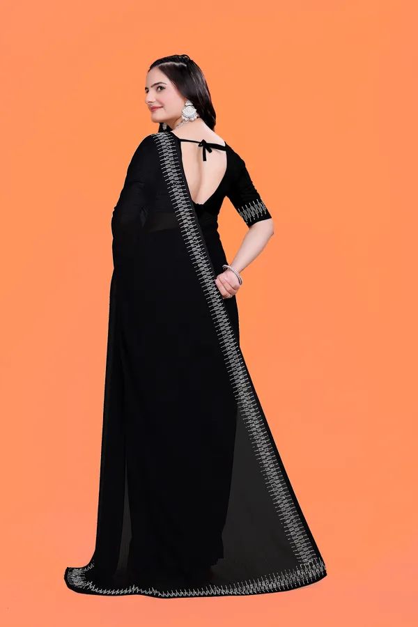 Black_Georgette_Premium_Embroidered_Saree_With_Matching_Blouse_For_Women