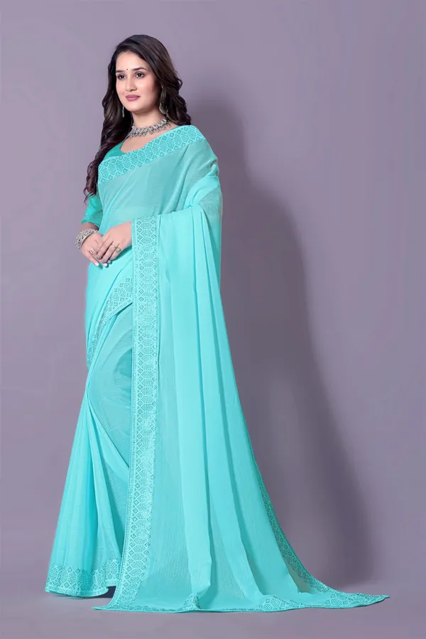 Turquoise_Blue_Georgette_Premium_Embroidered_Saree_With_Matching_Blouse_For_Women