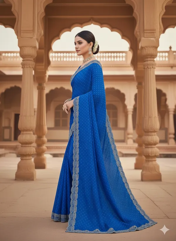 Royal_Blue_Georgette_Premium_Embroidered_Saree_With_Matching_Blouse_For_Women