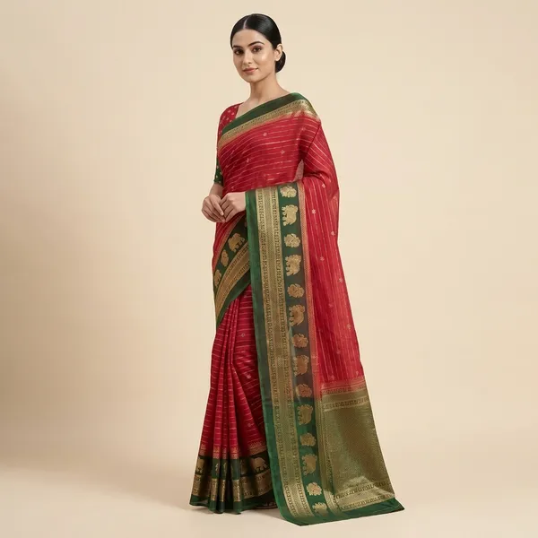 Pink_&_Green_Georgette_Premium_Embroidered_Saree_With_Matching_Blouse_For_Women