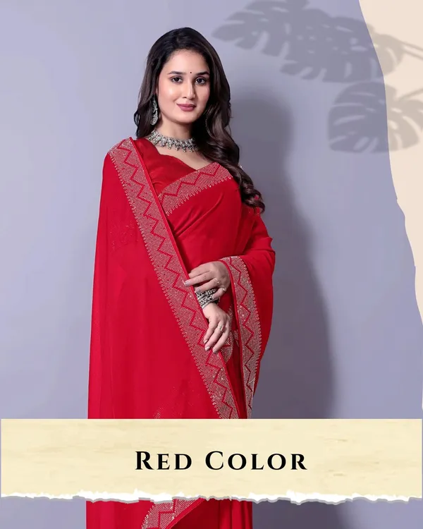 Red_Georgette_Premium_Embroidered_Saree_With_Matching_Blouse_For_Women