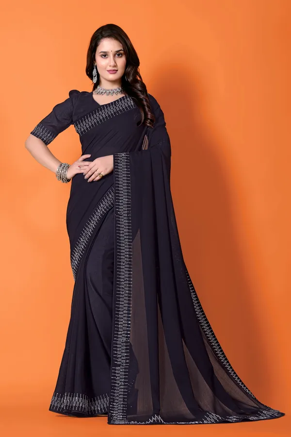 Black_Georgette_Premium_Embroidered_Saree_With_Matching_Blouse_For_Women
