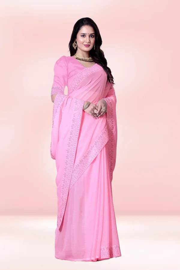 Pink_Georgette_Premium_Embroidered_Saree_With_Matching_Blouse_For_Women