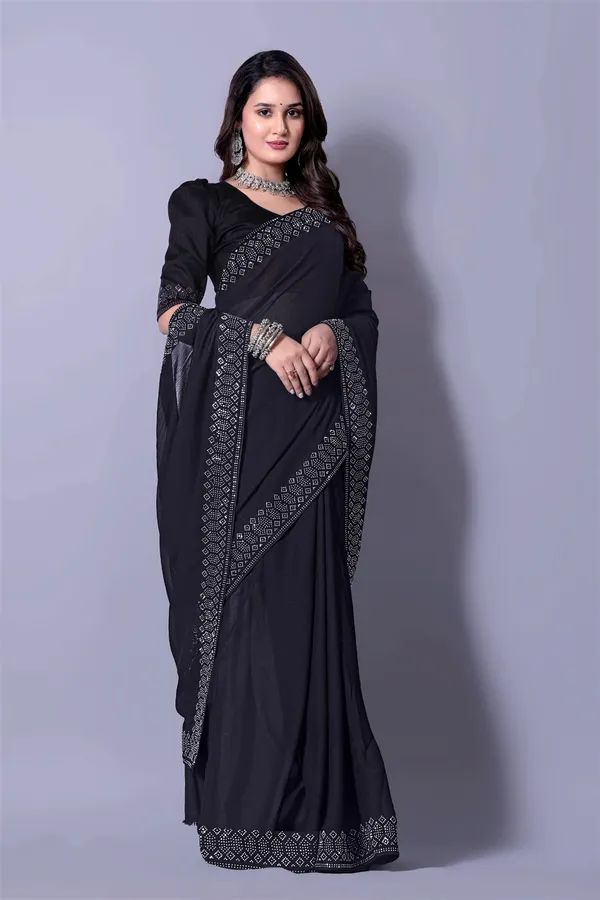 Black_Georgette_Premium_Embroidered_Saree_With_Matching_Blouse_For_Women