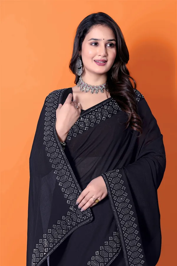 Black_Georgette_Premium_Embroidered_Saree_With_Matching_Blouse_For_Women