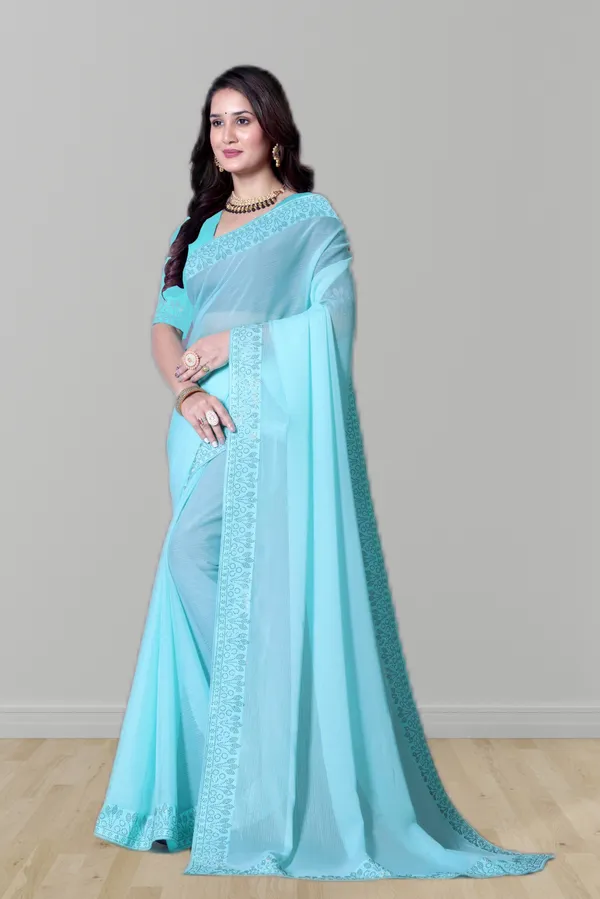 Sky_Blue_Georgette_Premium_Embroidered_Saree_With_Matching_Blouse_For_Women