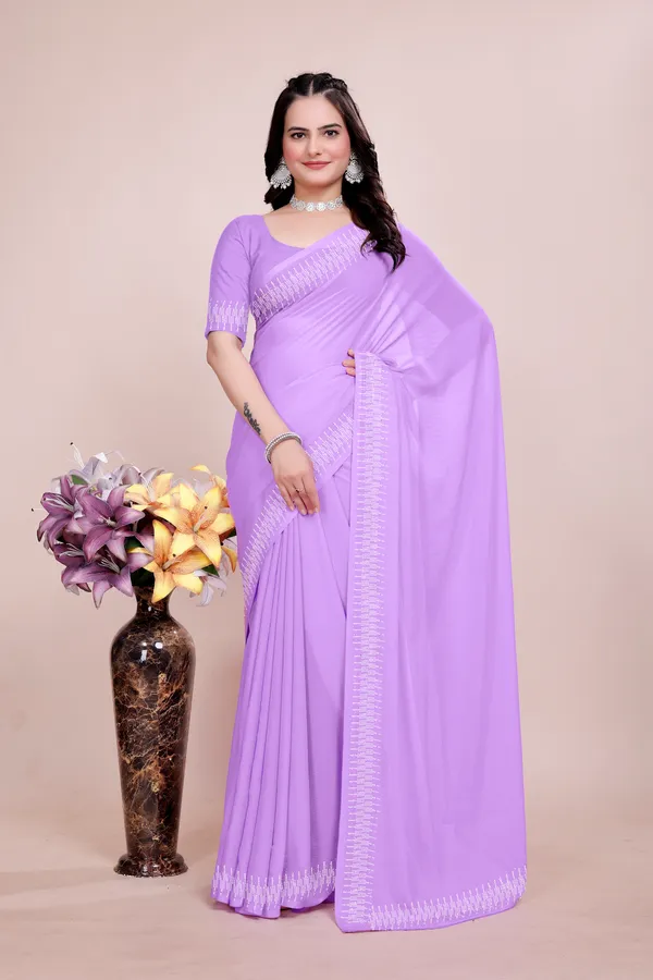 Purple_Georgette_Premium_Embroidered_Saree_With_Matching_Blouse_For_Women