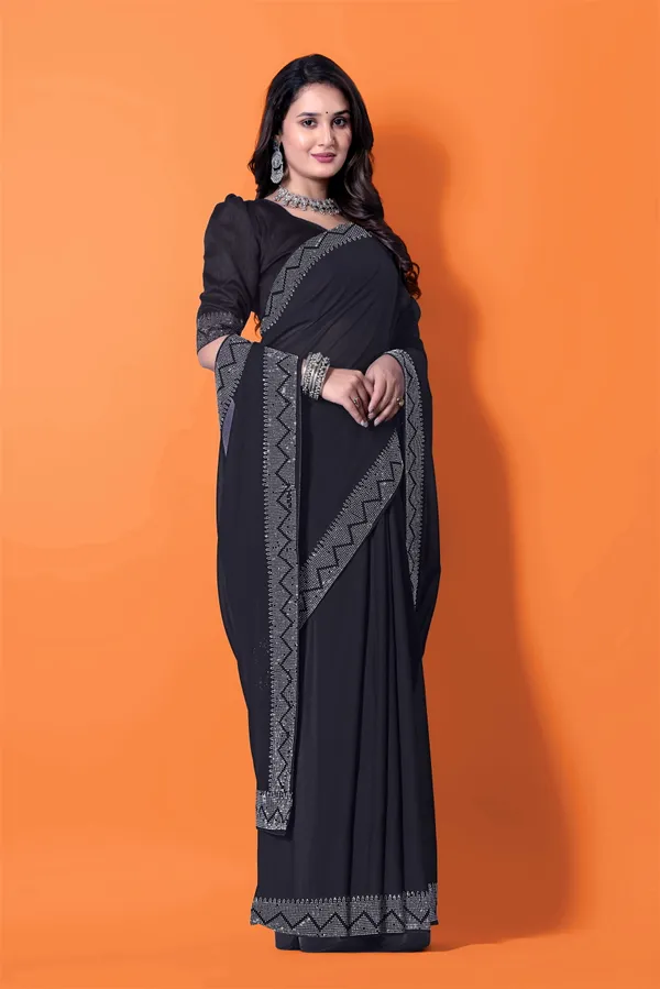 Black_Georgette_Premium_Embroidered_Saree_With_Matching_Blouse_For_Women