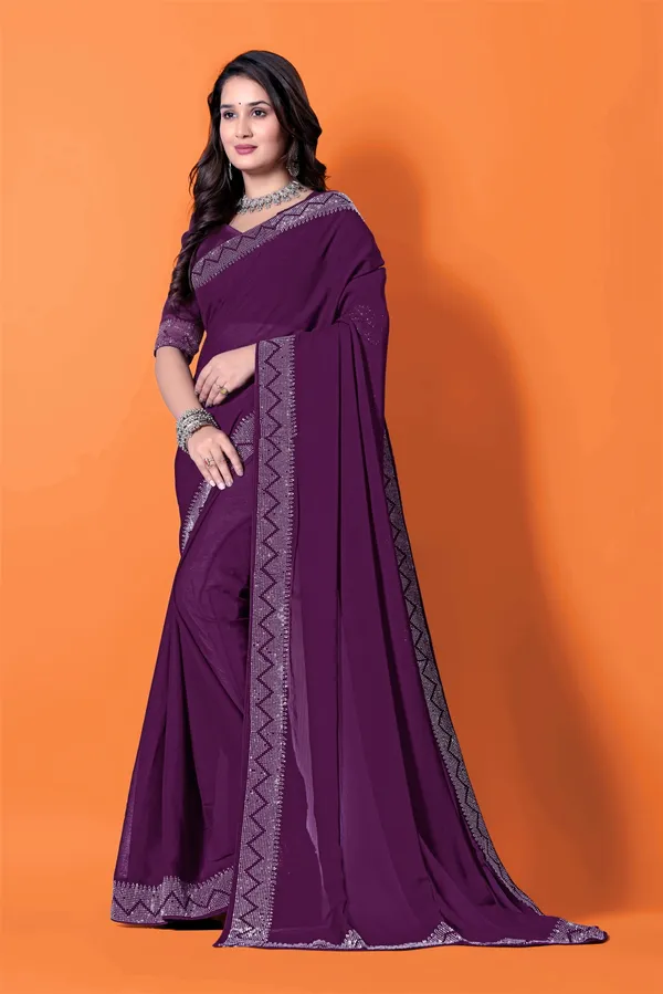 Purple_Georgette_Premium_Embroidered_Saree_With_Matching_Blouse_For_Women