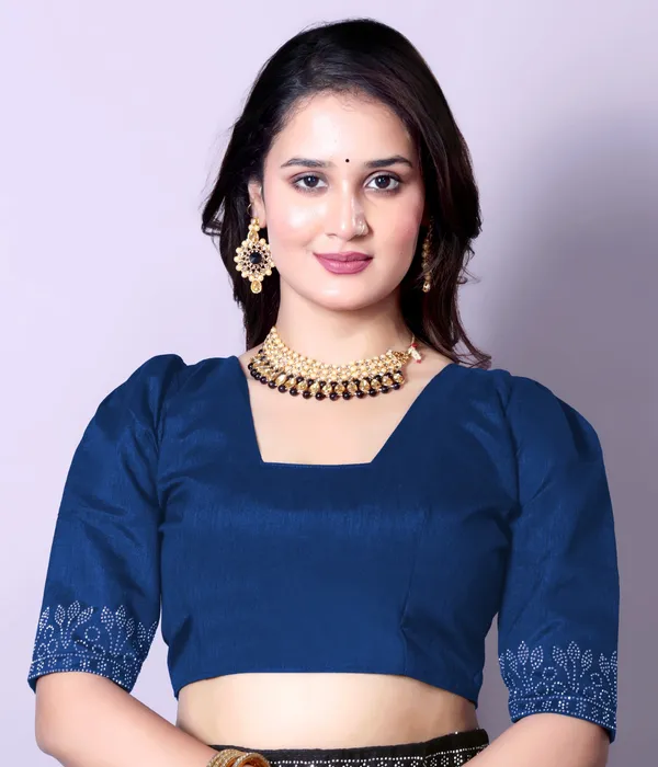 Blue_Elegant__Georgette_Premium_Embroidered_Saree_With_Matching_Blouse_For_Women
