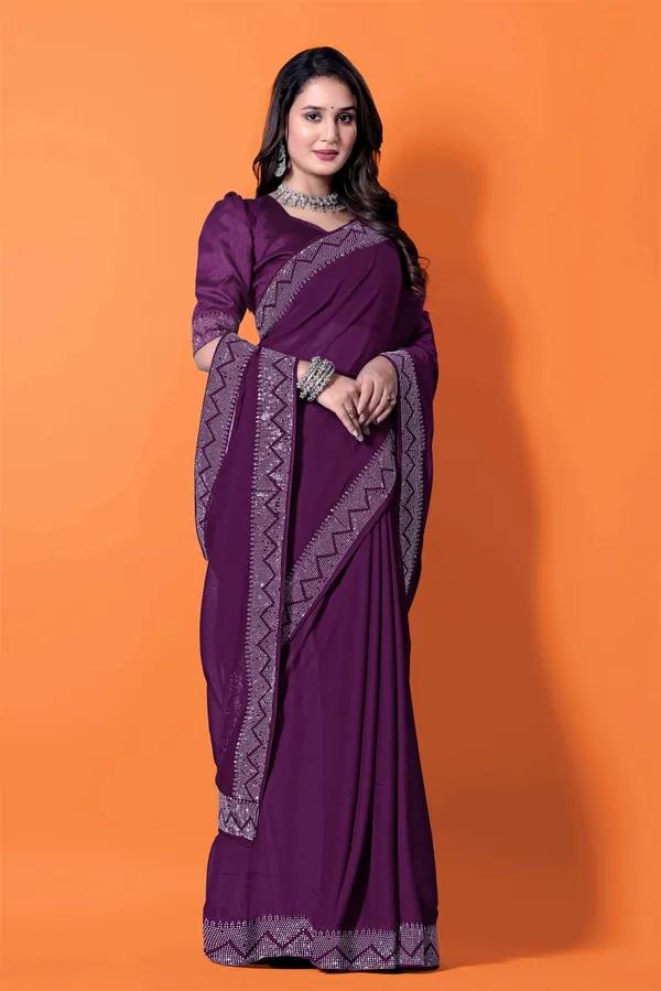 Purple_Georgette_Premium_Embroidered_Saree_With_Matching_Blouse_For_Women