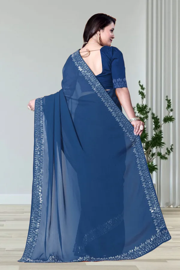 Navy_Blue_Georgette_Premium_Embroidered_Saree_With_Matching_Blouse_For_Women