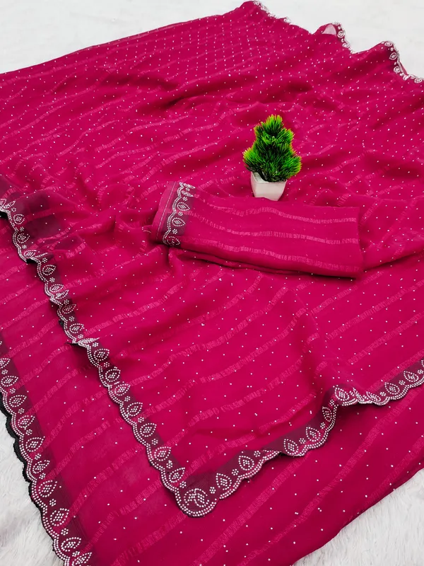 Pink_Georgette_Premium_Embroidered_Saree_With_Matching_Blouse_For_Women