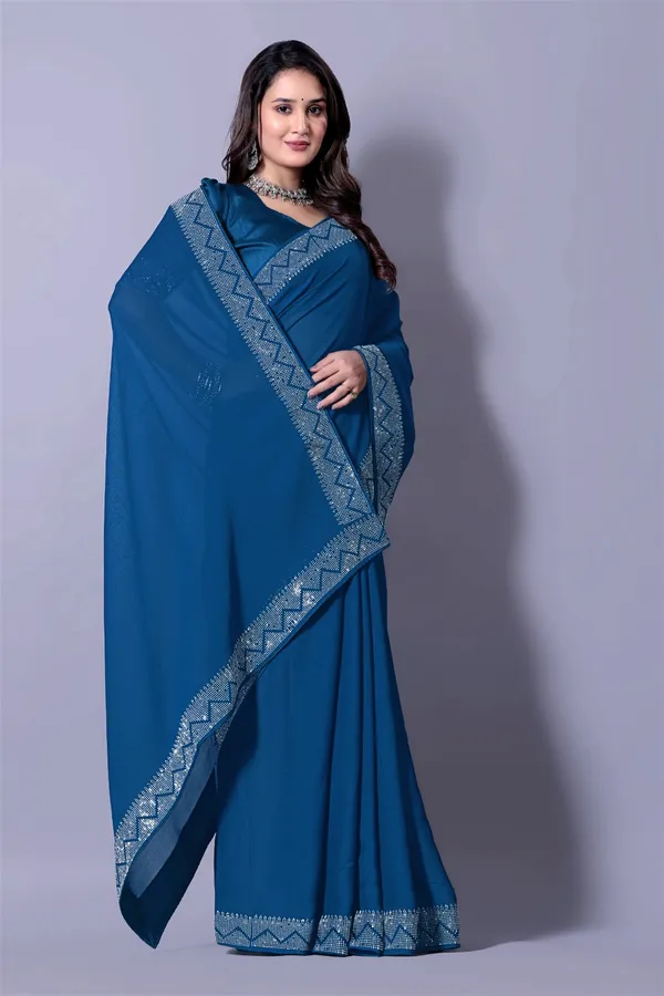 Blue_Georgette_Premium_Embroidered_Saree_With_Matching_Blouse_For_Women