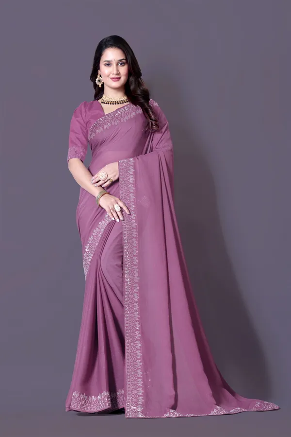 Purple_Georgette_Premium_Embroidered_Saree_With_Matching_Blouse_For_Women