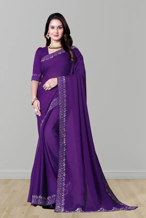 Purple_Georgette_Premium_Embroidered_Saree_With_Matching_Blouse_For_Women