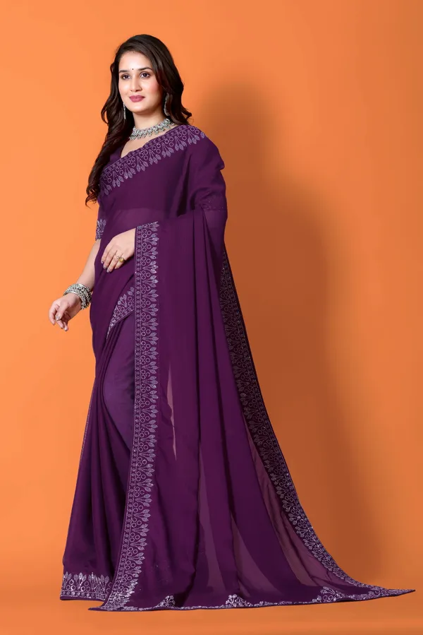 Purple_Georgette_Premium_Embroidered_Saree_With_Matching_Blouse_For_Women